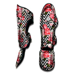 Zigzag Peony And Rose Pattern Print Muay Thai Shin Guard