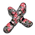 Zigzag Peony And Rose Pattern Print Muay Thai Shin Guard