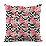 Zigzag Peony And Rose Pattern Print Pillow Cover