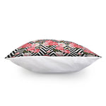 Zigzag Peony And Rose Pattern Print Pillow Cover