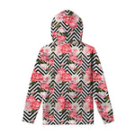 Zigzag Peony And Rose Pattern Print Pullover Hoodie