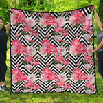 Zigzag Peony And Rose Pattern Print Quilt