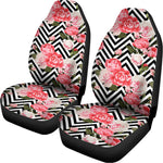 Zigzag Peony And Rose Pattern Print Universal Fit Car Seat Covers