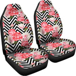 Zigzag Peony And Rose Pattern Print Universal Fit Car Seat Covers