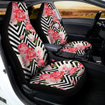 Zigzag Peony And Rose Pattern Print Universal Fit Car Seat Covers