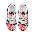 Zigzag Peony And Rose Pattern Print White Sneakers