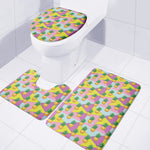 Zigzag Pineapple Pattern Print 3 Piece Bath Mat Set