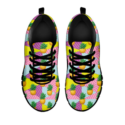 Zigzag Pineapple Pattern Print Black Sneakers