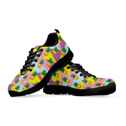 Zigzag Pineapple Pattern Print Black Sneakers