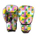Zigzag Pineapple Pattern Print Boxing Gloves