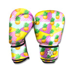 Zigzag Pineapple Pattern Print Boxing Gloves