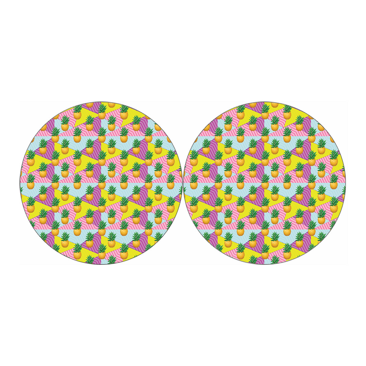 Zigzag Pineapple Pattern Print Car Coasters