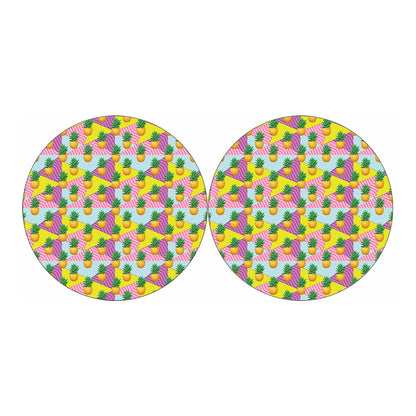 Zigzag Pineapple Pattern Print Car Coasters