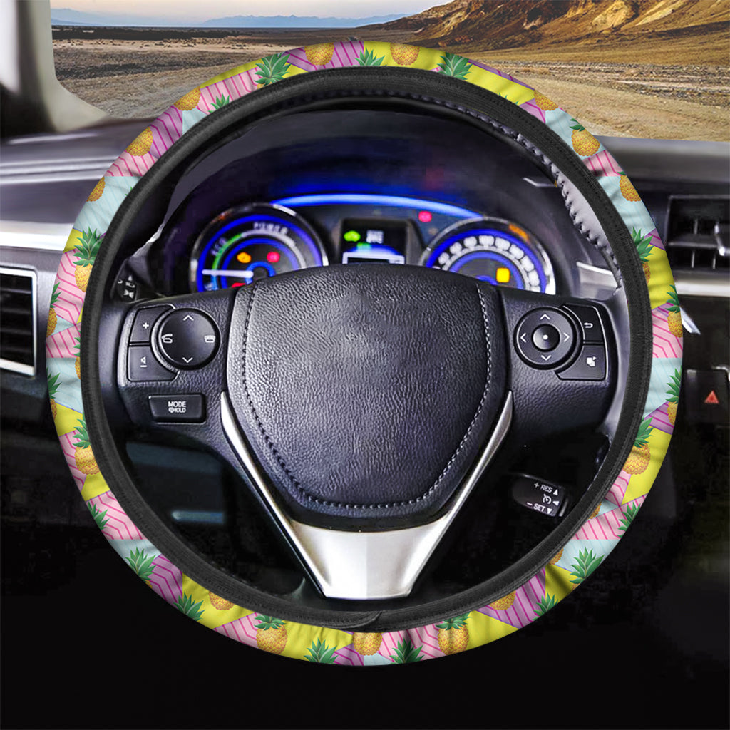 Zigzag Pineapple Pattern Print Car Steering Wheel Cover