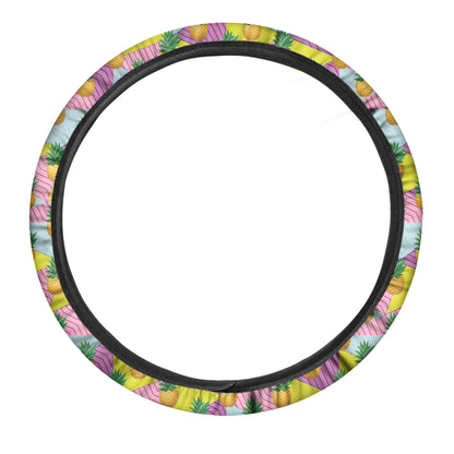 Zigzag Pineapple Pattern Print Car Steering Wheel Cover