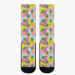 Zigzag Pineapple Pattern Print Crew Socks