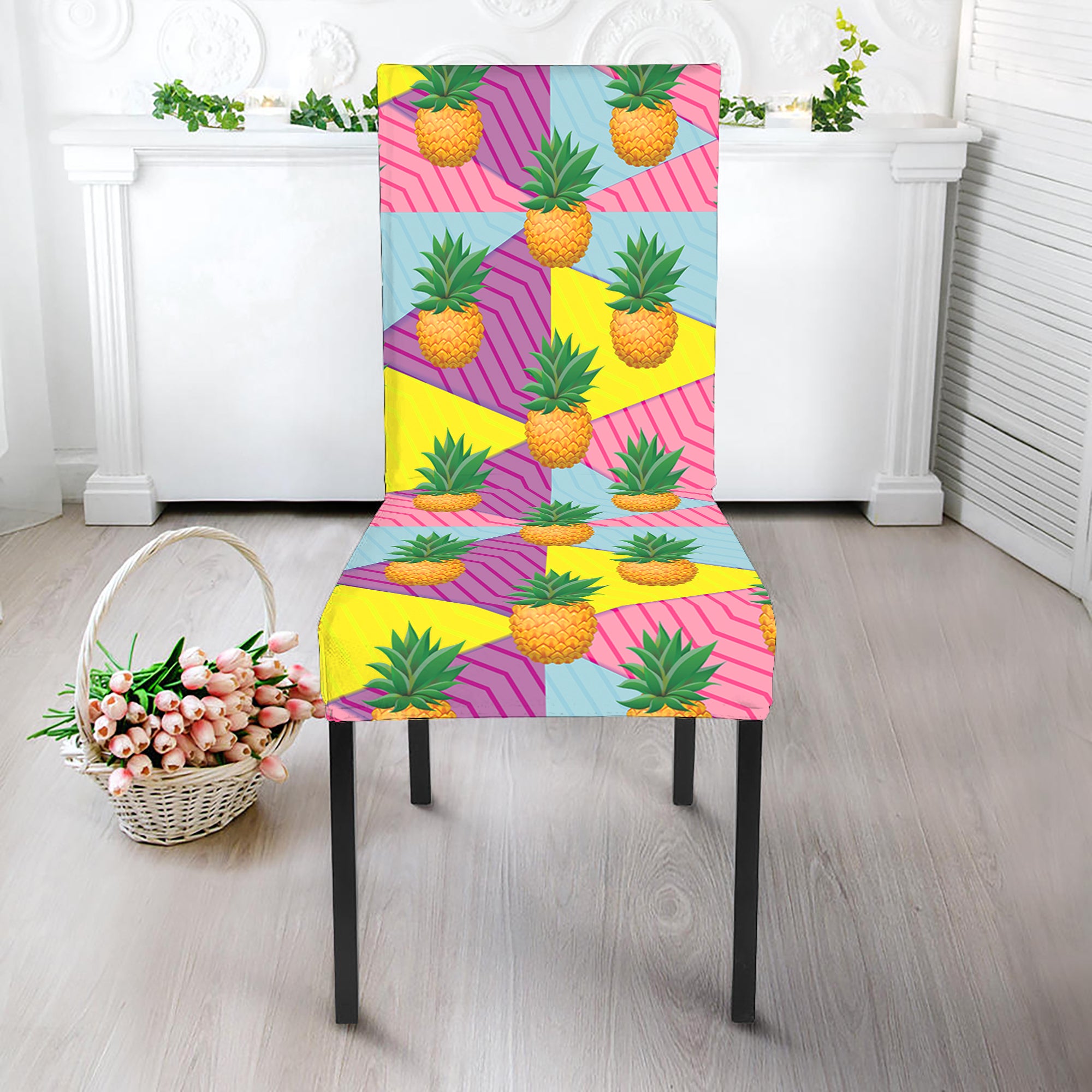 Zigzag Pineapple Pattern Print Dining Chair Slipcover