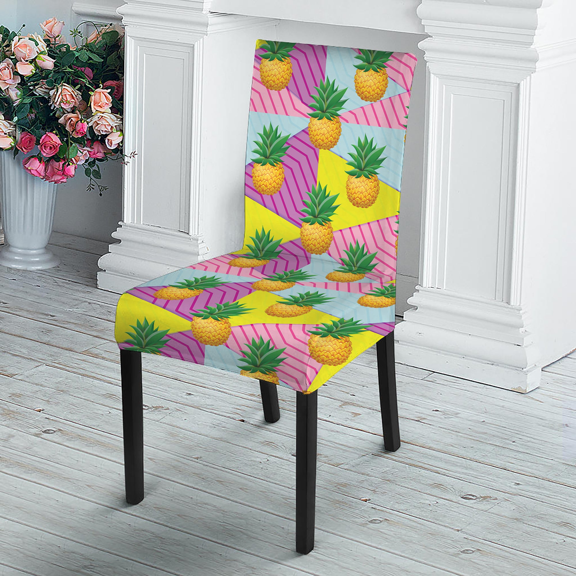 Zigzag Pineapple Pattern Print Dining Chair Slipcover