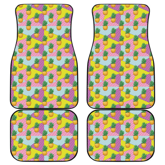 Zigzag Pineapple Pattern Print Front and Back Car Floor Mats