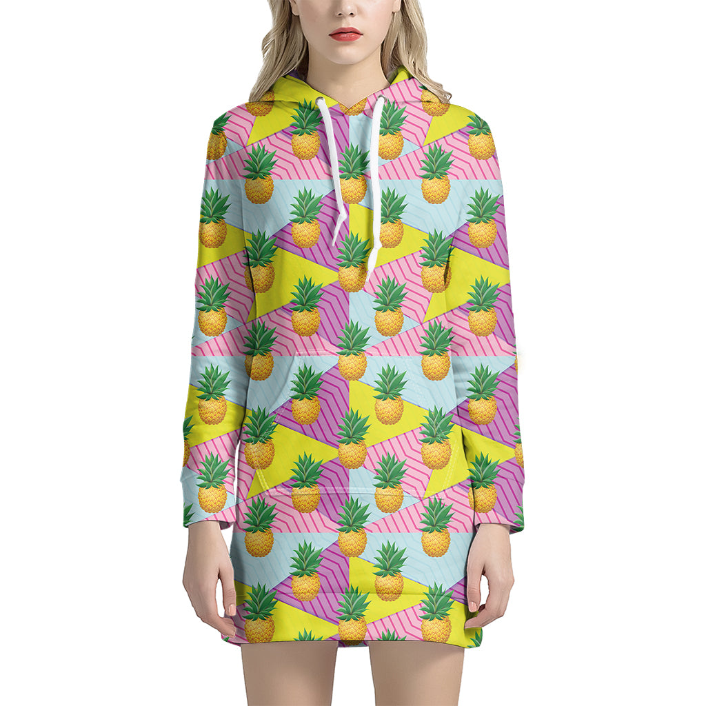 Zigzag Pineapple Pattern Print Hoodie Dress