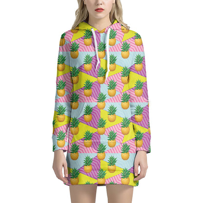 Zigzag Pineapple Pattern Print Hoodie Dress
