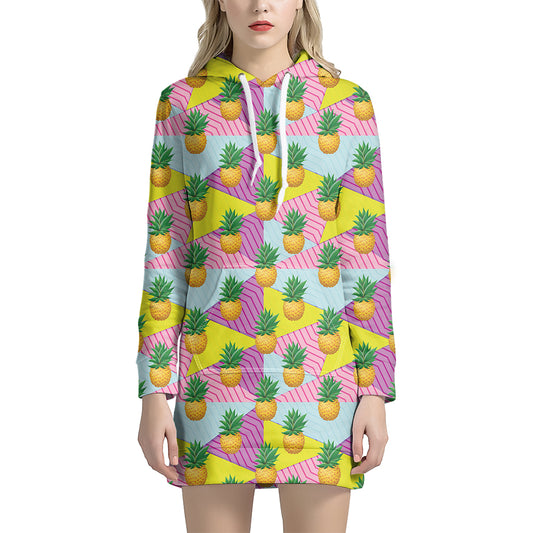Zigzag Pineapple Pattern Print Hoodie Dress