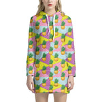 Zigzag Pineapple Pattern Print Hoodie Dress