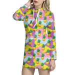 Zigzag Pineapple Pattern Print Hoodie Dress