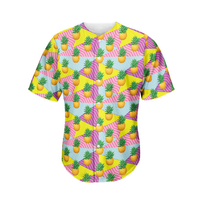 Zigzag Pineapple Pattern Print Men's Baseball Jersey
