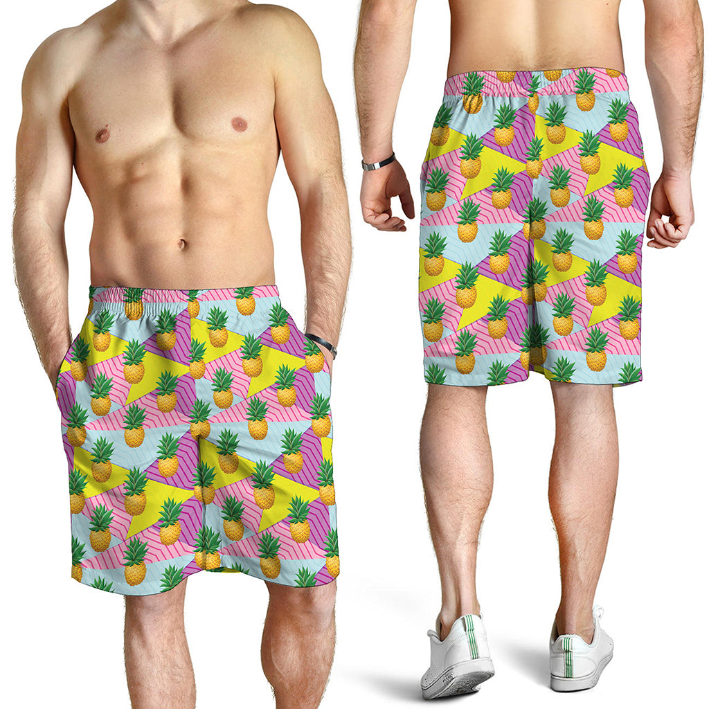Zigzag Pineapple Pattern Print Men's Shorts