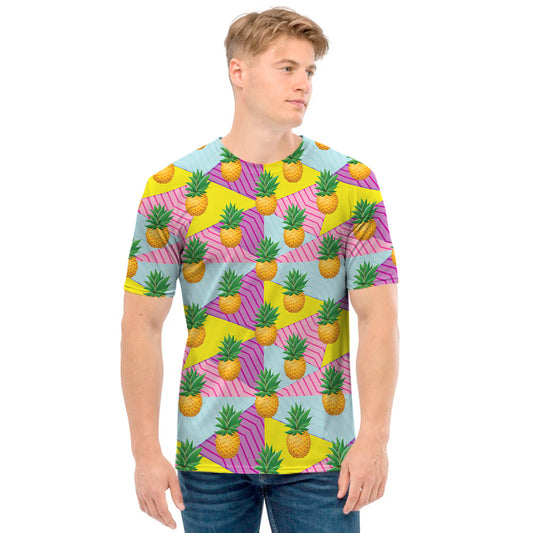 Zigzag Pineapple Pattern Print Men's T-Shirt