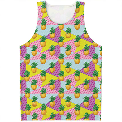 Zigzag Pineapple Pattern Print Men's Tank Top
