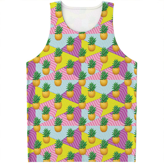 Zigzag Pineapple Pattern Print Men's Tank Top