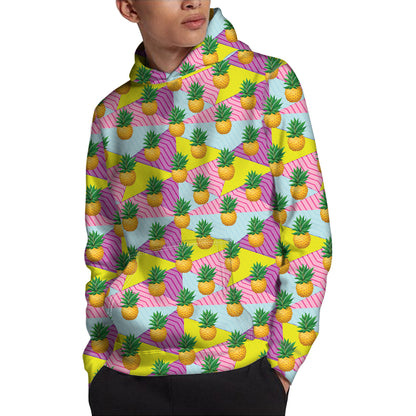 Zigzag Pineapple Pattern Print Pullover Hoodie