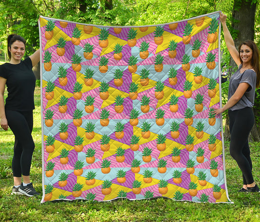 Zigzag Pineapple Pattern Print Quilt