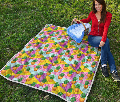 Zigzag Pineapple Pattern Print Quilt