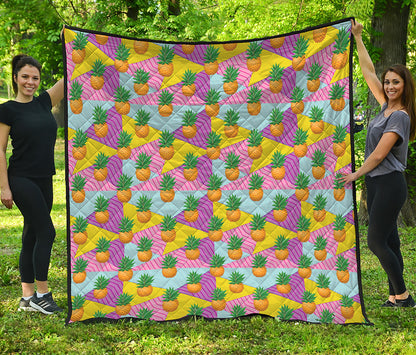 Zigzag Pineapple Pattern Print Quilt