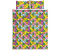 Zigzag Pineapple Pattern Print Quilt Bed Set
