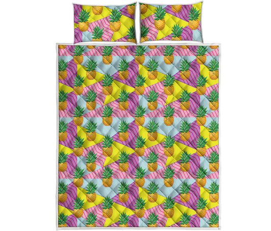 Zigzag Pineapple Pattern Print Quilt Bed Set
