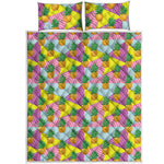 Zigzag Pineapple Pattern Print Quilt Bed Set