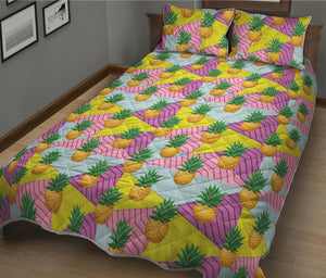 Zigzag Pineapple Pattern Print Quilt Bed Set