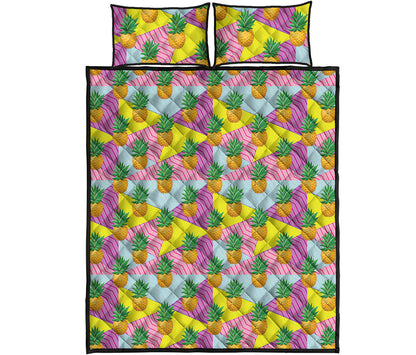 Zigzag Pineapple Pattern Print Quilt Bed Set
