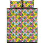 Zigzag Pineapple Pattern Print Quilt Bed Set