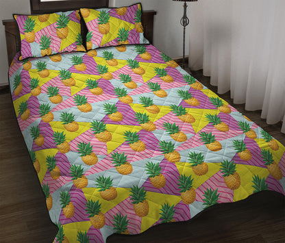 Zigzag Pineapple Pattern Print Quilt Bed Set