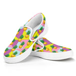 Zigzag Pineapple Pattern Print White Slip On Shoes