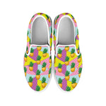 Zigzag Pineapple Pattern Print White Slip On Shoes