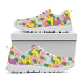 Zigzag Pineapple Pattern Print White Running Shoes