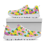 Zigzag Pineapple Pattern Print White Sneakers