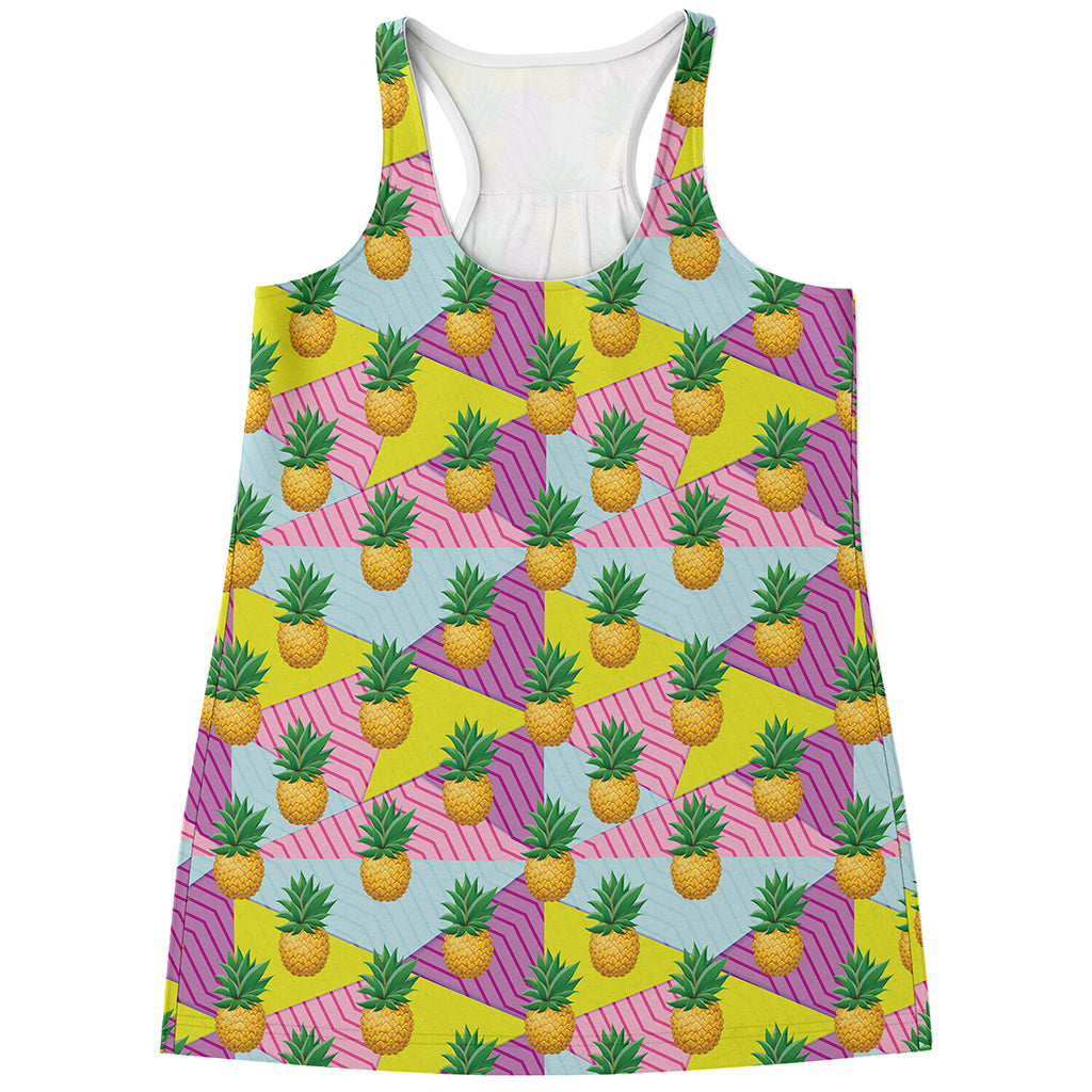 Zigzag Pineapple Pattern Print Women's Racerback Tank Top