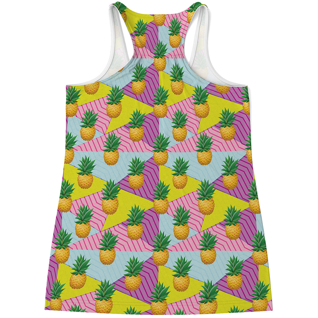 Zigzag Pineapple Pattern Print Women's Racerback Tank Top